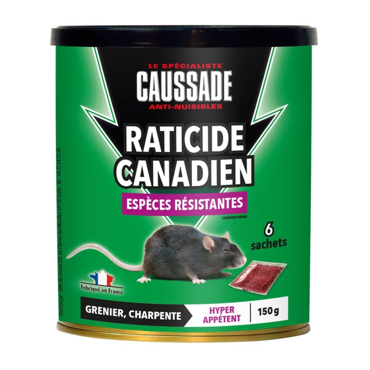 Raticide Canadien - Espèces résistantes, Boite de 150grs (6 x 25grs)