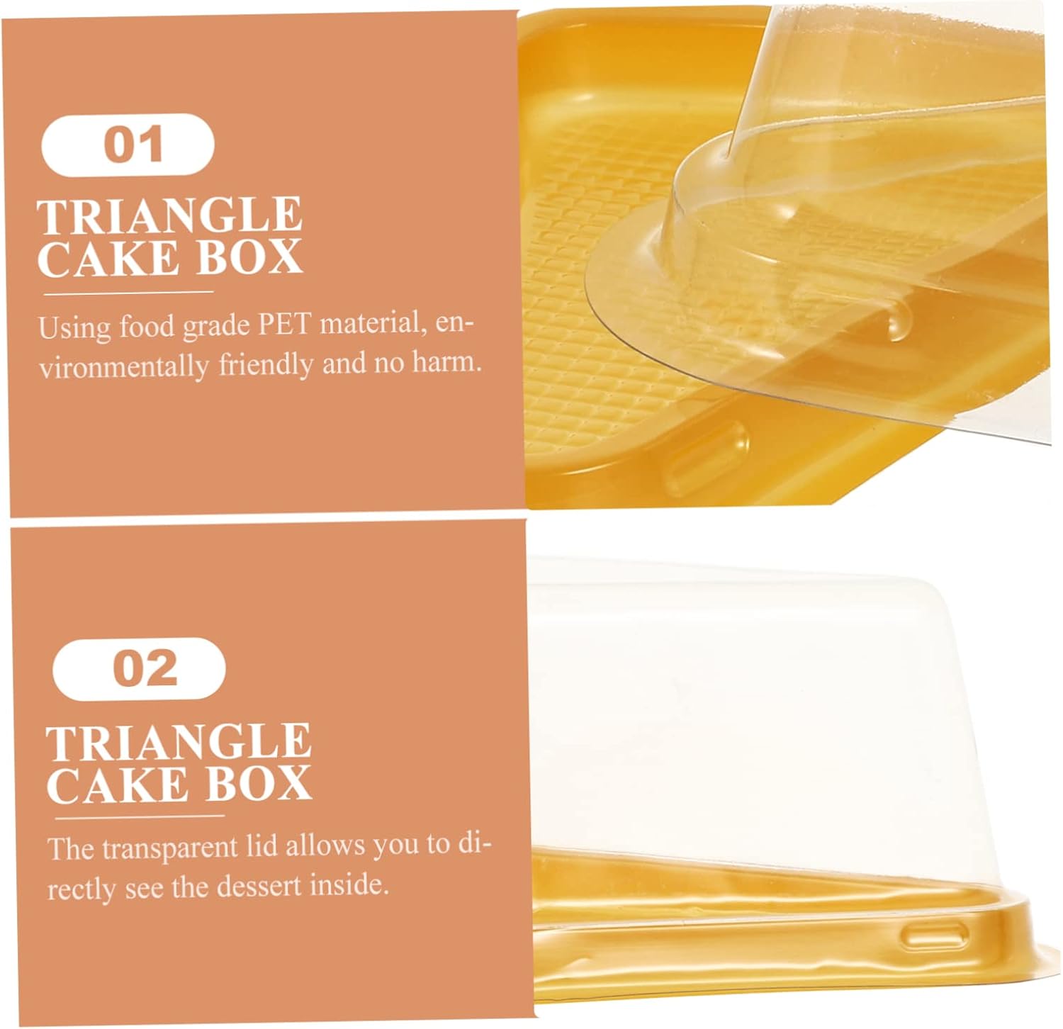 Zerodeko 100pcs Transparent Triangle Cake Boxes for Mousse and Cheesecake Elegant Single Cupcake Container for Parties and Treats Simple Design Convenient Buckle Closure