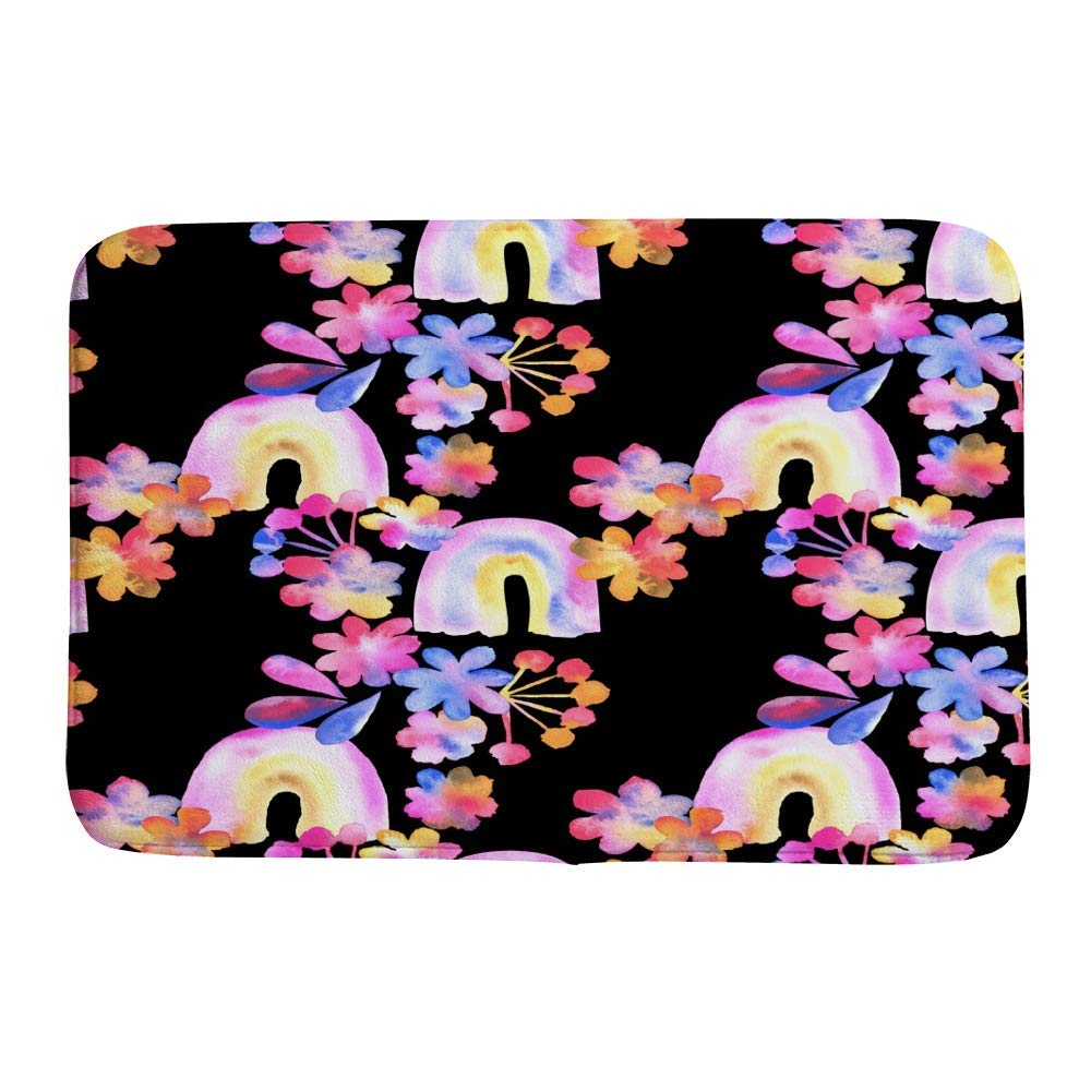 Tapis de salle de bain fleurs aquarelles pour une ambiance spa et nature