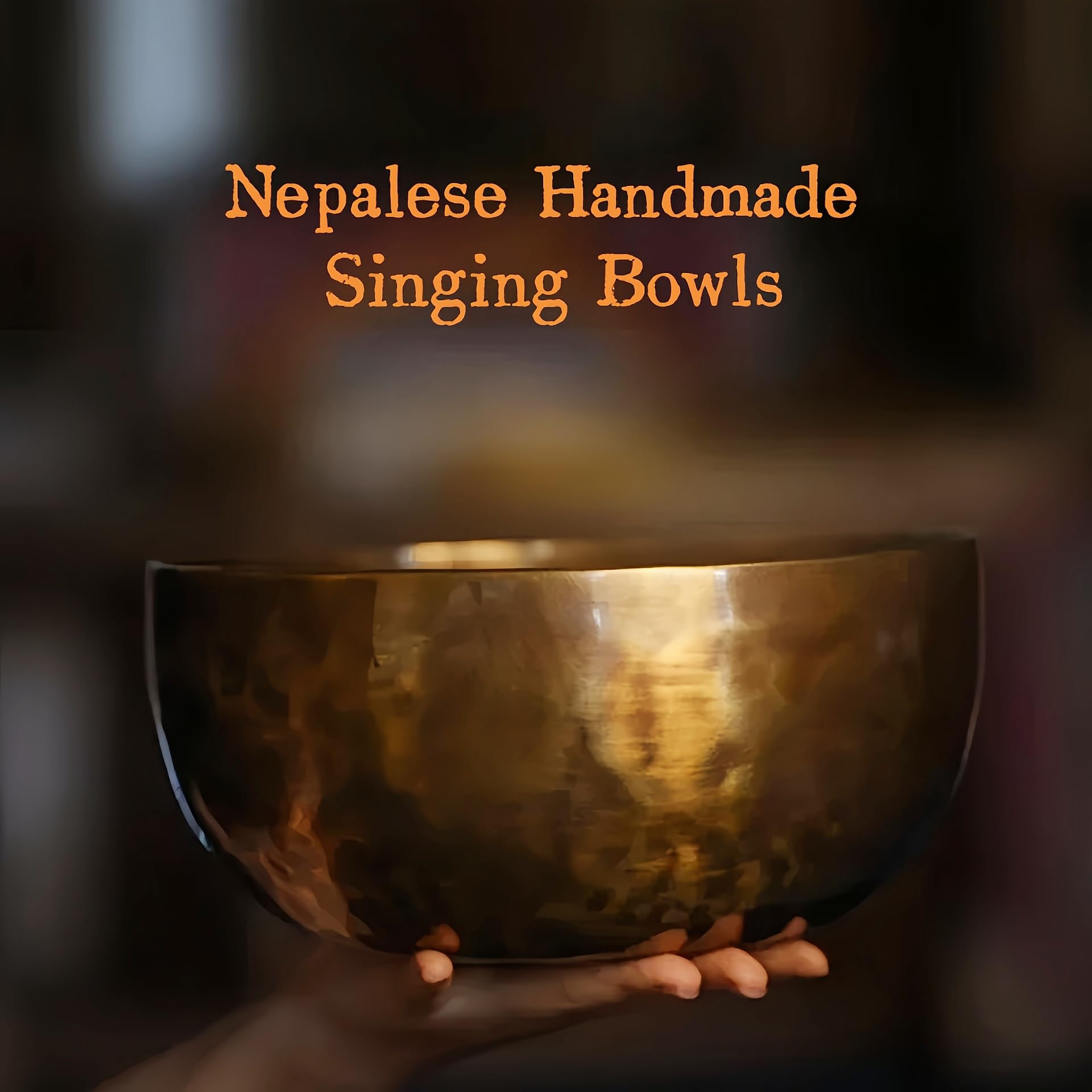 Fay Bless Campana tibetana fatta a mano in Nepal con luna piena, in ottone martellato a mano, con bastone e cuscino, per meditazione, yoga e relax (12 cm)