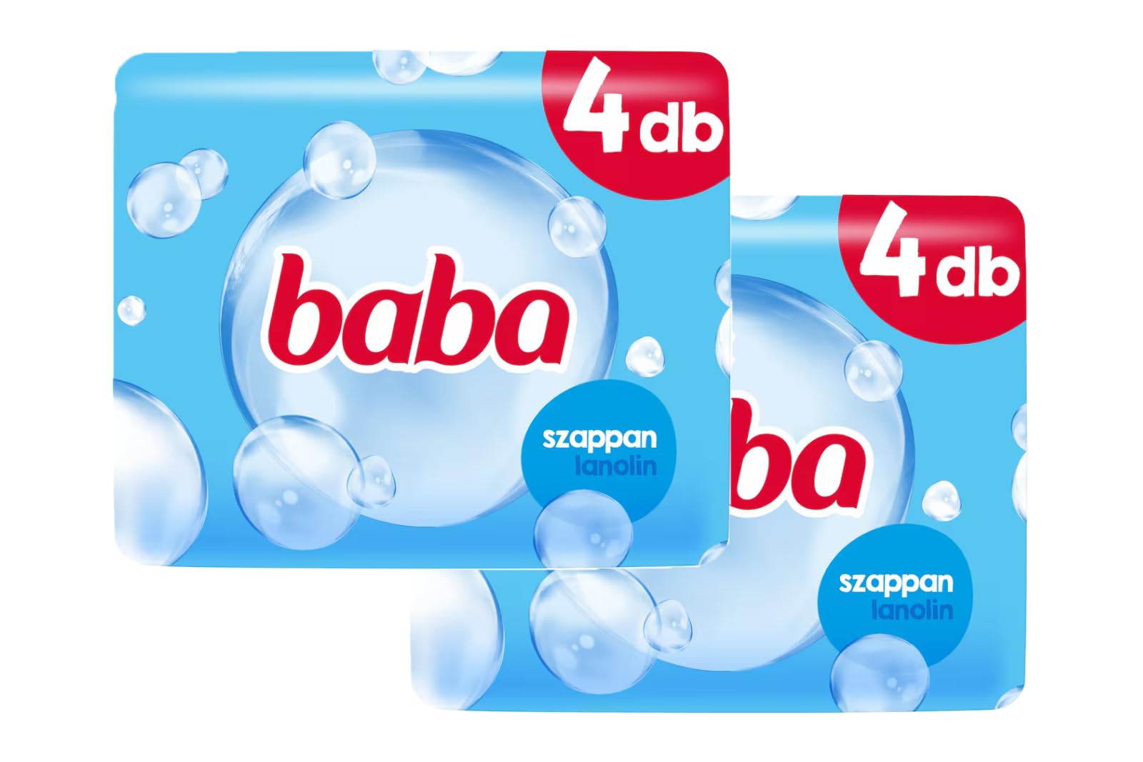 Baba Lanolin Moisturising Soap, 4x 90g Bars, Pack of 2, Blue And White, 45 g (Pack of 2)