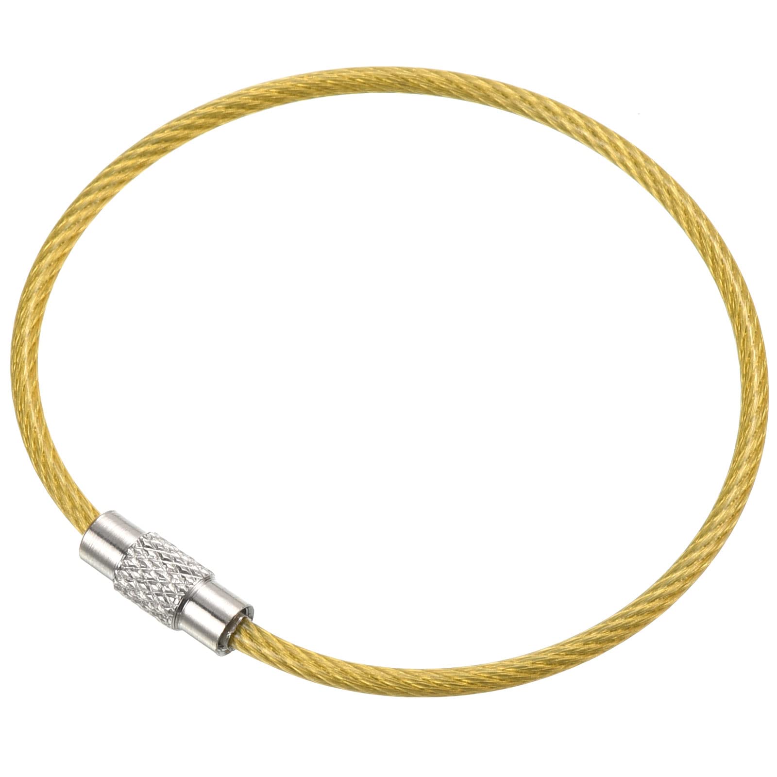 PATIKIL 3.5 Inch Length Wire Keychain Cable, 15 Pack Stainless Steel Key Ring Loop, Yellow