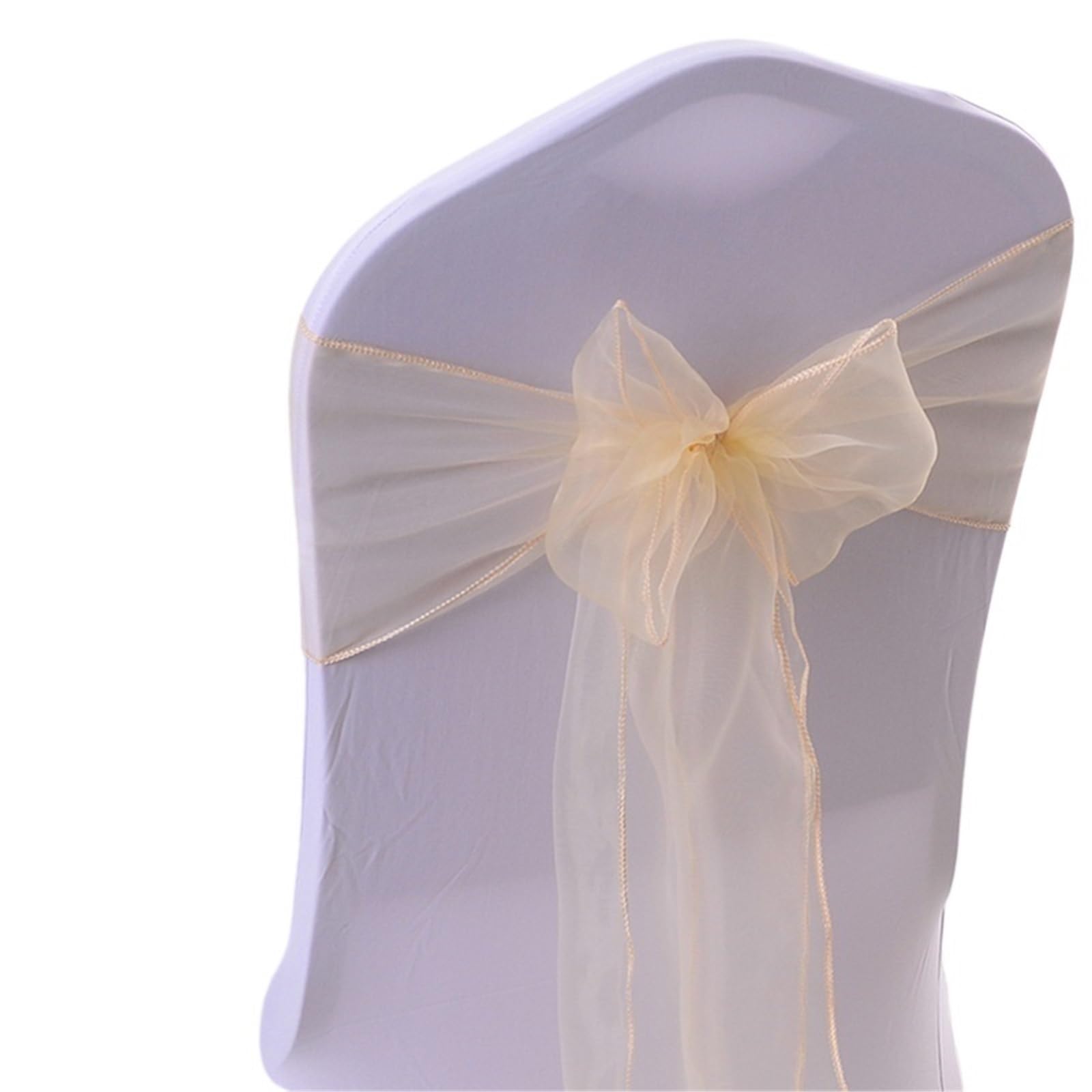 RRYPBOVG Chair Ribbon Wedding Chair Decoration Organza Sashes Knot Bands Bows For For Party Banquet Event Decors(Champagne,100pcs)