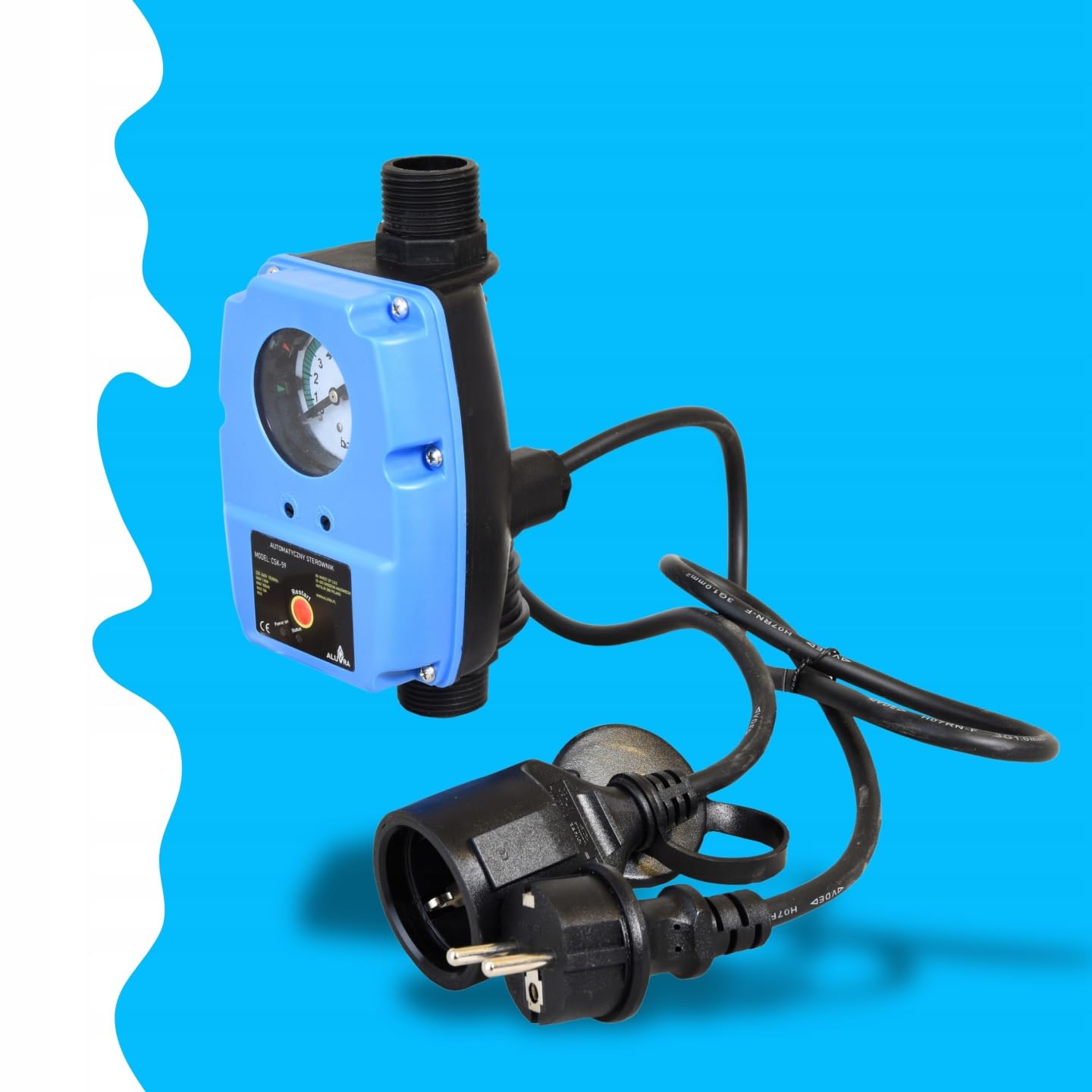 Pressostat CSK 59 – Interrupteur de pression automatique – Marche/arrêt réglable – Commande électronique – Pompe à eau & puits – Protection manque d’eau – Clapet anti-retour – Avec/sans réservoir