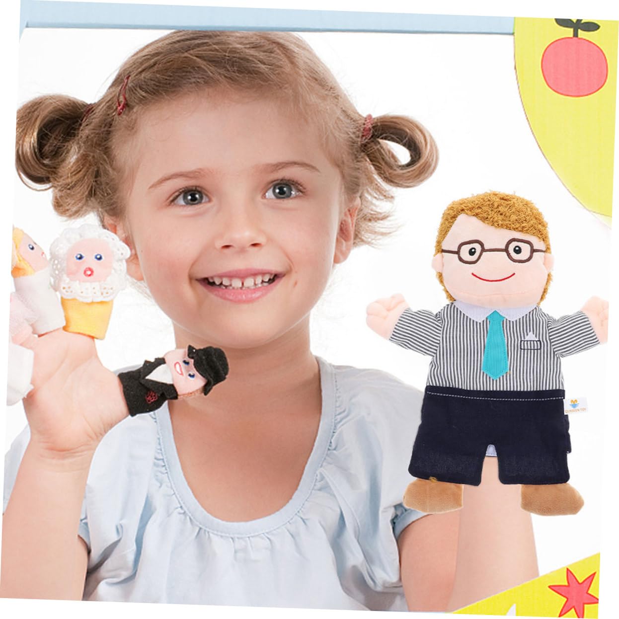 TOYANDONA 2piezas Títere de Mano Padre-Hijo Marionetas Familiares para Pequeños Juguete Educativo Años para Teatro de Mano y Interactivos