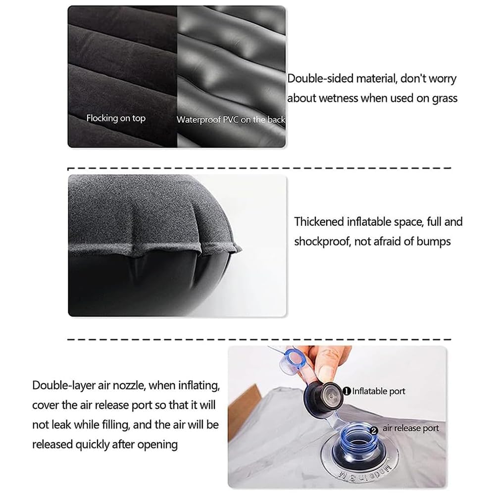 OKIIO Matelas Gonflable Lit de Voiture Amovible pour Rénault Scenic (2009-2016) - Camping, Coffre Arrière - B/Black