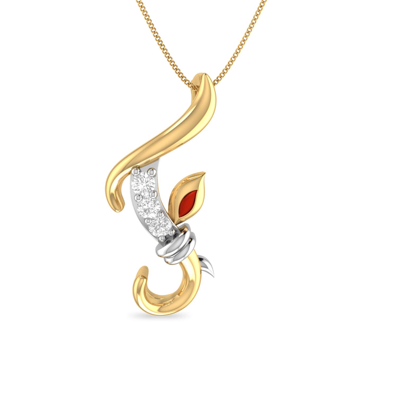 The Initial F Ganesha 18KT Yellow Gold & Diamond Pendant-image-45