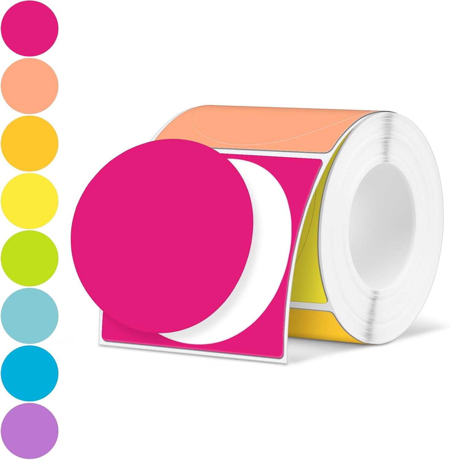 Ctosree 500 Pcs/ 1 Roll Thermal Sticker Labels Self Adhesive Direct Thermal Labels Multipurpose Printer Stickers for DIY, Name Tag(Round,1.5 Inches,Vibrant Color)