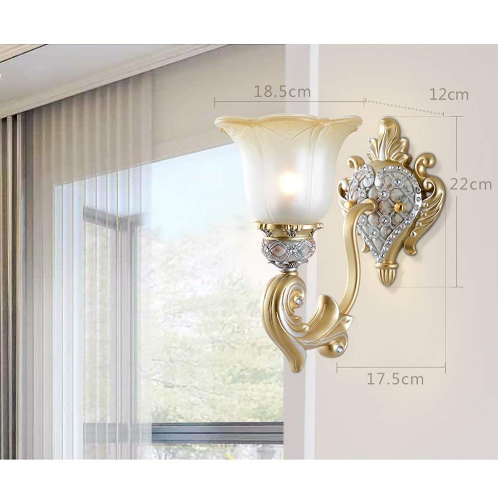 Lámpara de pared para dormitorio gz Hogar de estilo europeo en resina y cristal