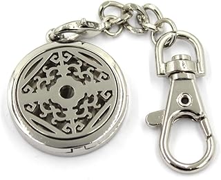 Aromatherapy Essential Oil Diffuser Perfume Floating Charm Magnetic Closure Locket Pendant Key Ring Keychain with Clip Hook Hung on Handbag Backpack Comes with 6 Color Refill Pads (pattern-2)