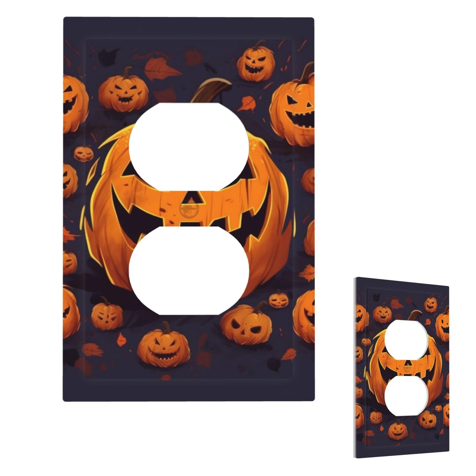 Halloween Pumpkin Wall Plate Cover Modern Decorative 1 Gang Light Switch Cover Unbreakable Receptacle Outlet Covers For Living Room Bedroom Home Decor Duplex