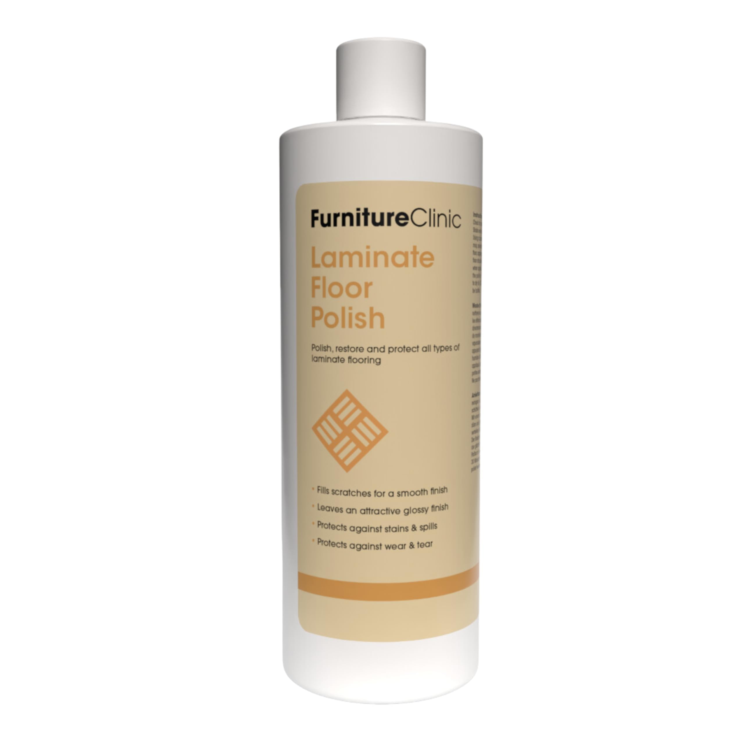 Furniture Clinic Laminate Floor Polish | 1700 Sq Ft Coverage | Polishes to a Glossy Finish | Protects Against Stains & Fills Scratches | For All Types of Laminate Flooring | 17oz/500ml