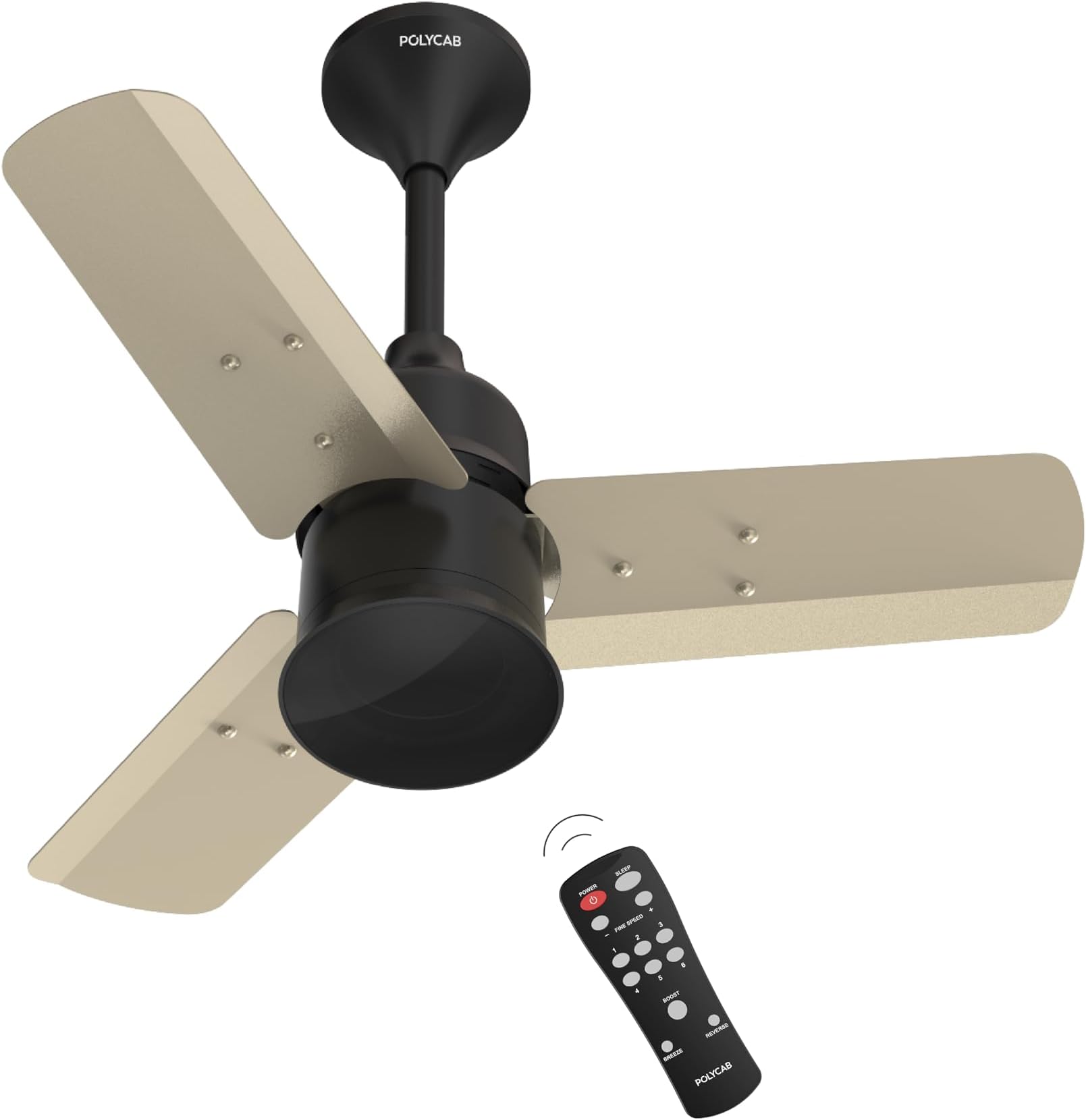 Polycab Silencio Mini 600mm 5-Star BLDC, Remote Ceiling fan for home | 55% Energy Saving, 100% Copper, High Speed, 25 Speed Setting, Reversable & Timer | 4-yr Warranty【Pearl Beige】