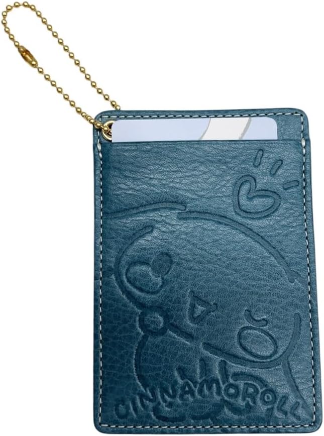 Nadaya 87124 Sanrio Characters Cinnamoroll Pass Case, Genuine Leather, Cowhide Leather, Blue, Width 2.8 x Height 4.1 inches (7.2 x 10.4 cm)
