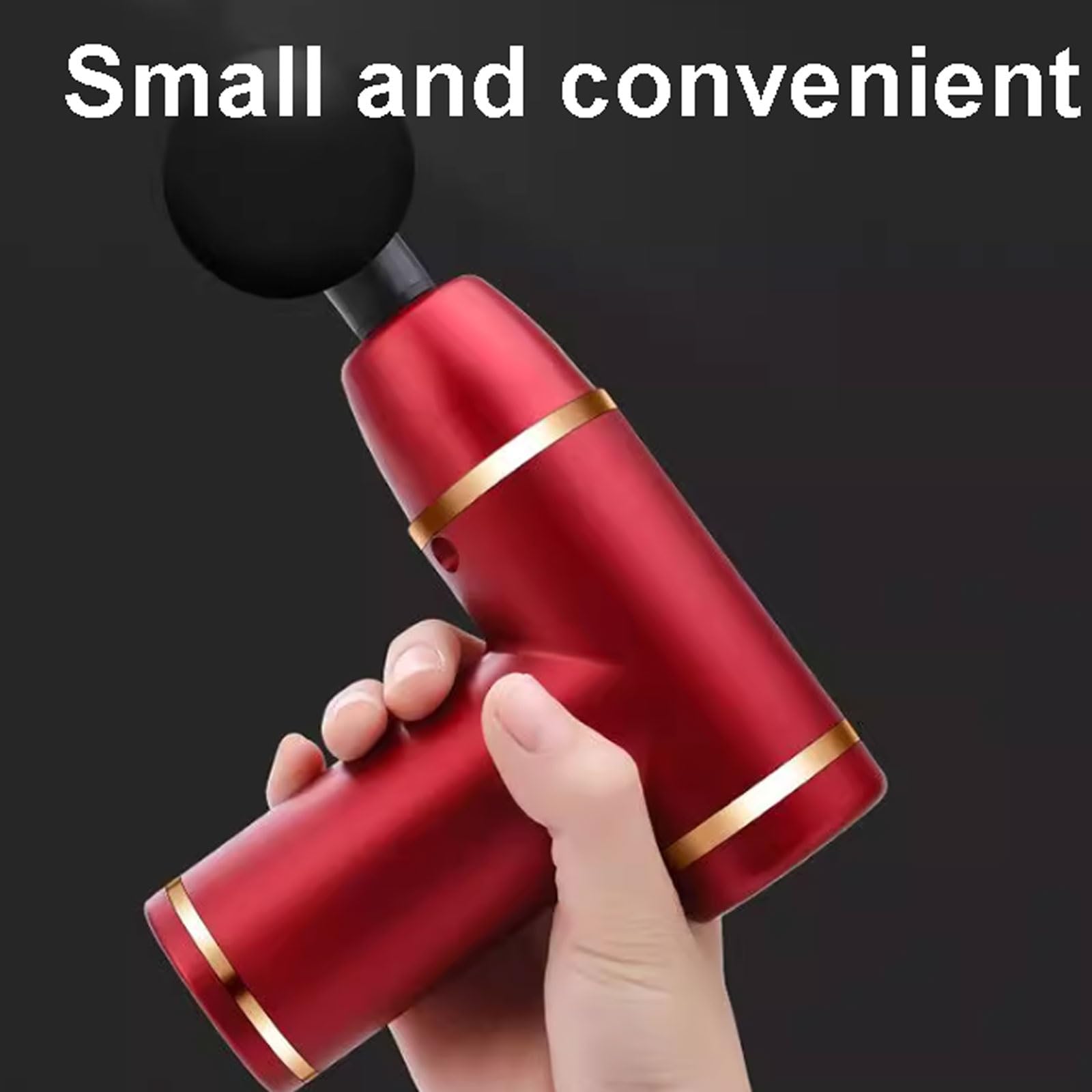Multifuncional Pistola de masaje de aleación de aluminio con 8 velocidades y 4 cabezales de masaje, mini masajeador de mano recargable for uso doméstico y de oficina. ajustable(Rot)