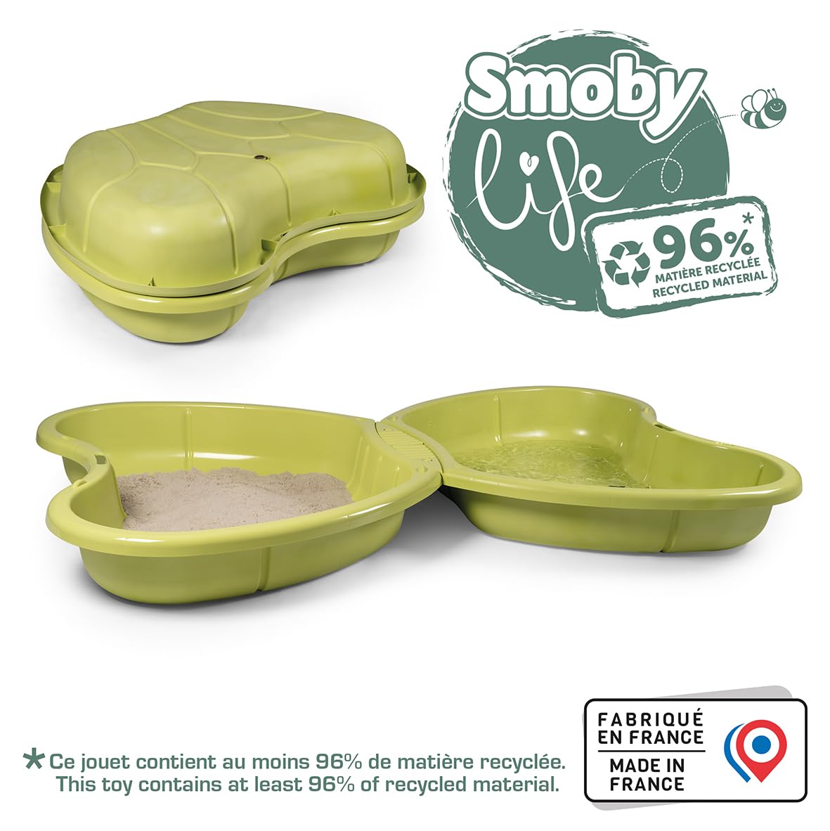Smoby Life - Bac à Sable Papillon - 2 bacs - Eau et Sable - Jouet Extérieur - Matière Recyclée - A Partir de 2 Ans - Fabrication Française