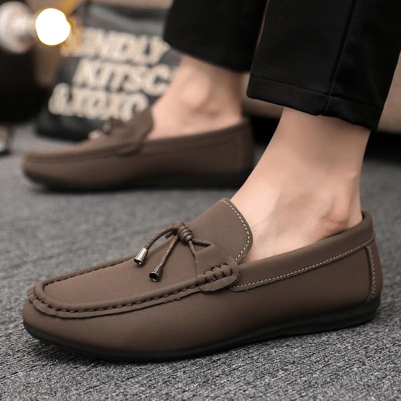 Men's Loafers Square Toe Solid Color Loafer Shoes Flat Heel Resistant Anti-Slip Walking Fashion Slip On3