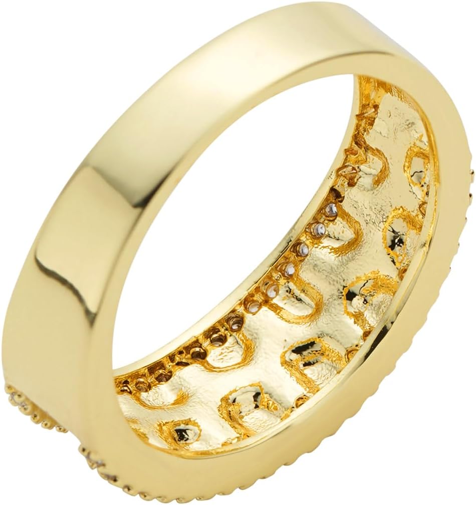 14K Gold Plated Rings For Men,Gold Nugget Rings For Men/Women, Vintage Cubic Zirconia Diamond Mens Pinky Rings - Image 5