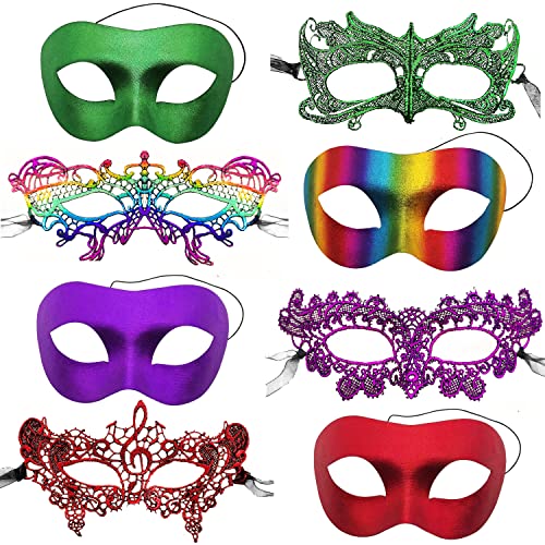 CNYMANY 8 Stk Spitzenmasken für Paare Sexy Augenmaske für Frauen Männer zum...