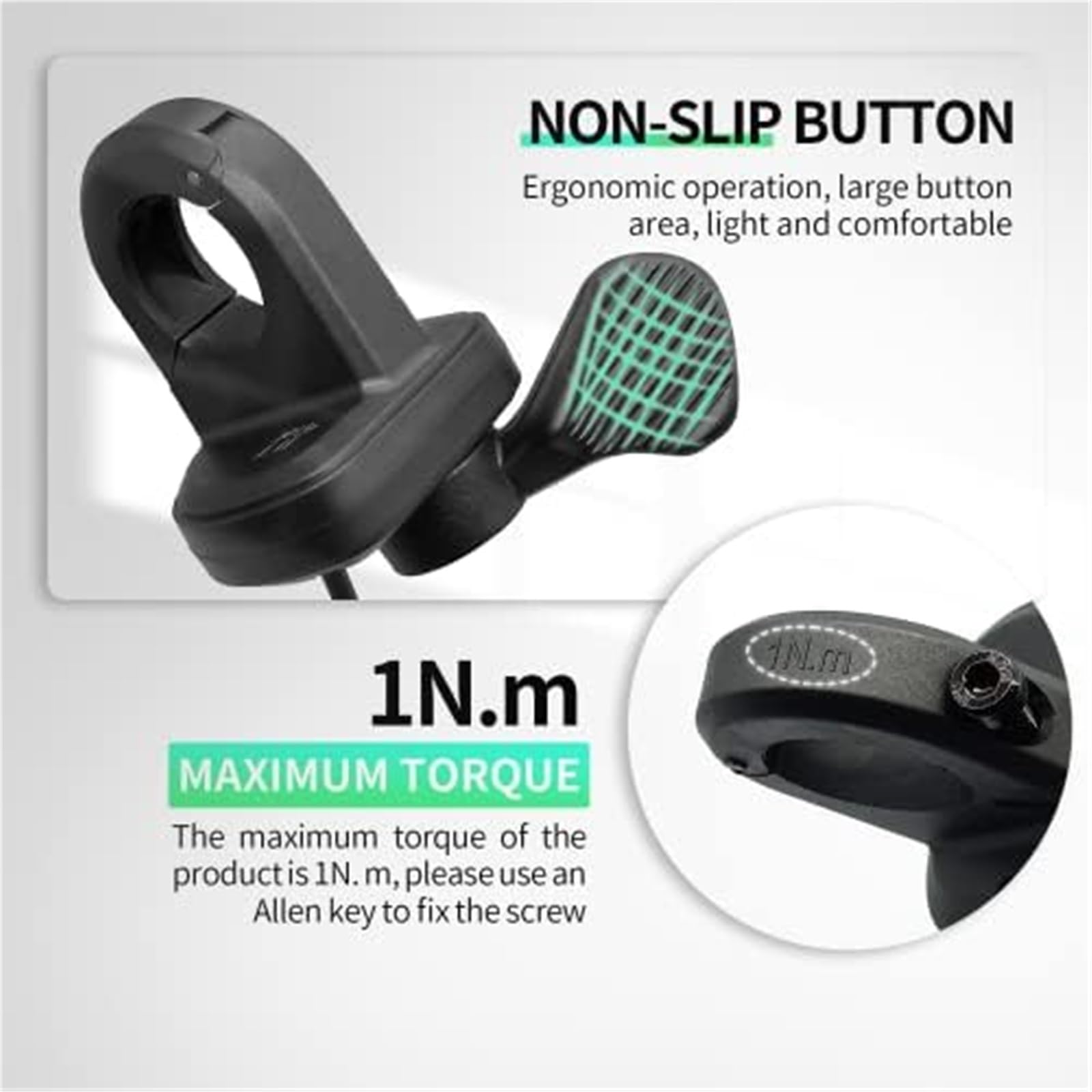 Acceleratore a pollice for bicicletta elettrica Connettore impermeabile SM a 3 pin Parti e accessori for bici elettriche Scooter EBike Controllo del pollice per monopattino elettrico(BLACK SM