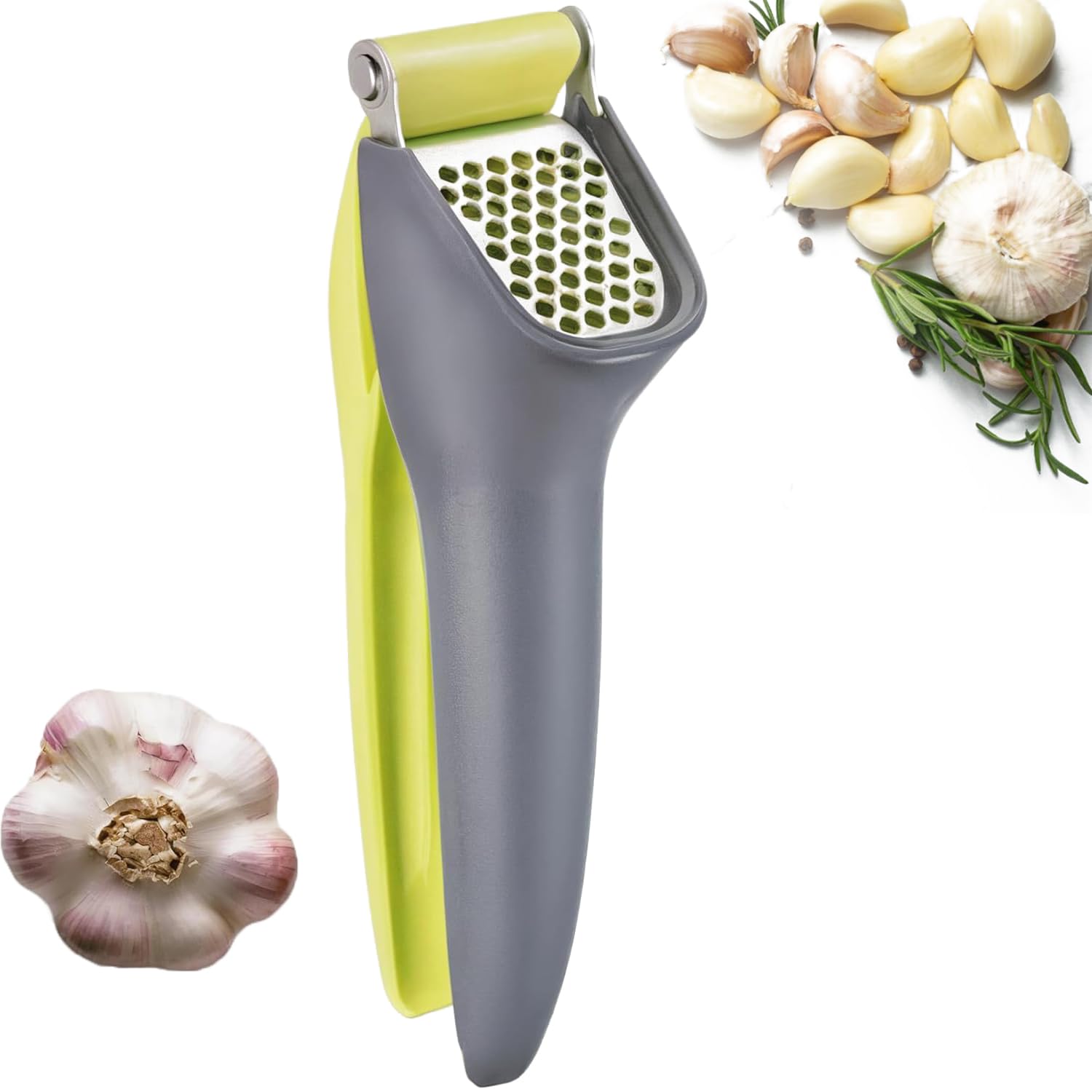 Stainless Steel Garlic Press Crusher - Garlic Mincer for Ginger with Ergonomic Handle - Rustproof, Easy to Use