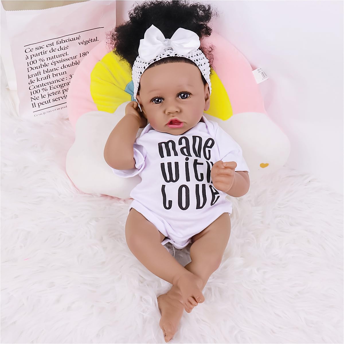 MAIHAO Reborn Baby Dolls Black Girl with Soft Body African American Real Life Babies Girl That Look Lifelike Newborn Baby Dolls Open Eyes 22inch Best