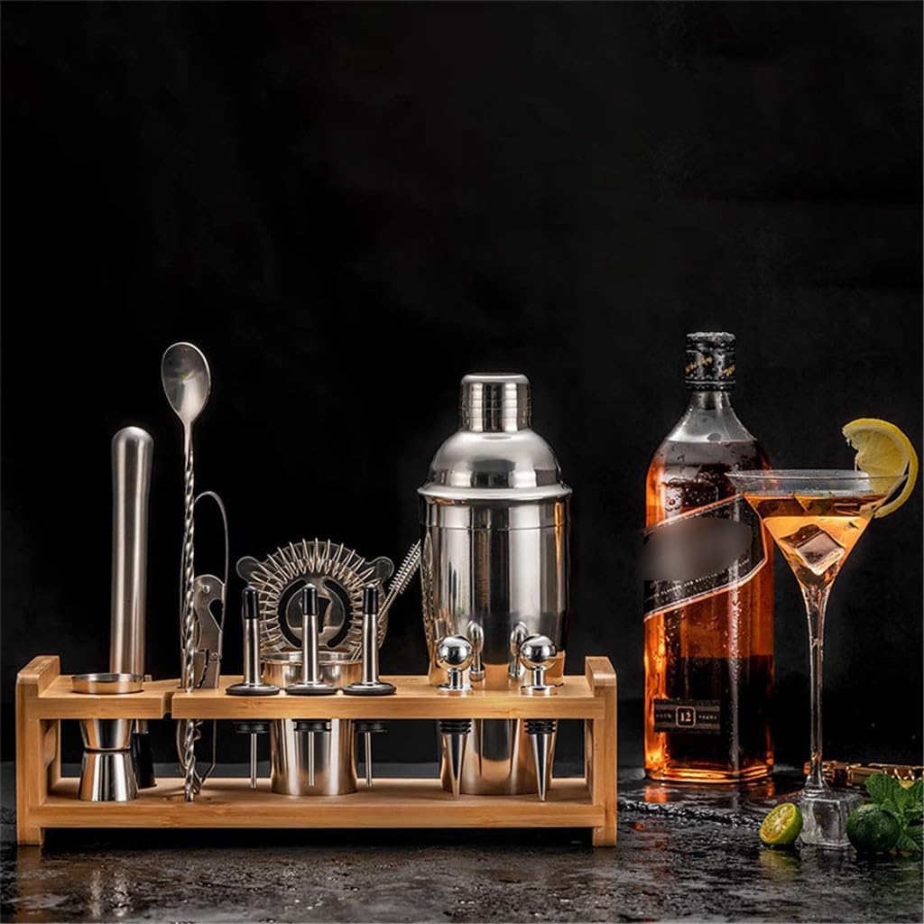 Set di Shaker for Cocktail in Acciaio Inossidabile con Tazza di miscelazione, Shaker da Bar, Shaker for Vino in Vetro, Set Completo di 12 Pezzi