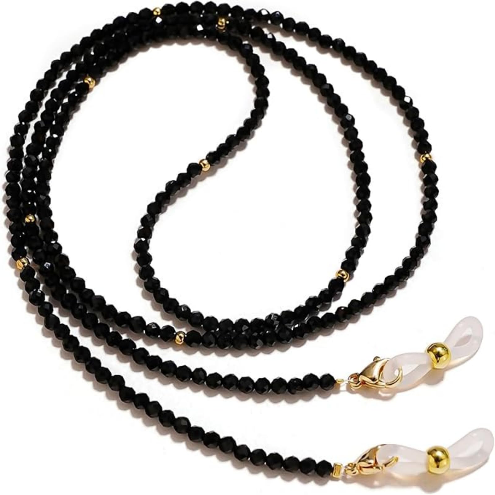 1 PCS Crystal Beaded Eyeglasses Chain for Women | Sunglasses and Spectacles Holder Strap | Beaded Eyewear Chains | Pearl Spectacle Chain | Mask Holder Face Mask Lanyard (Black)-image-45