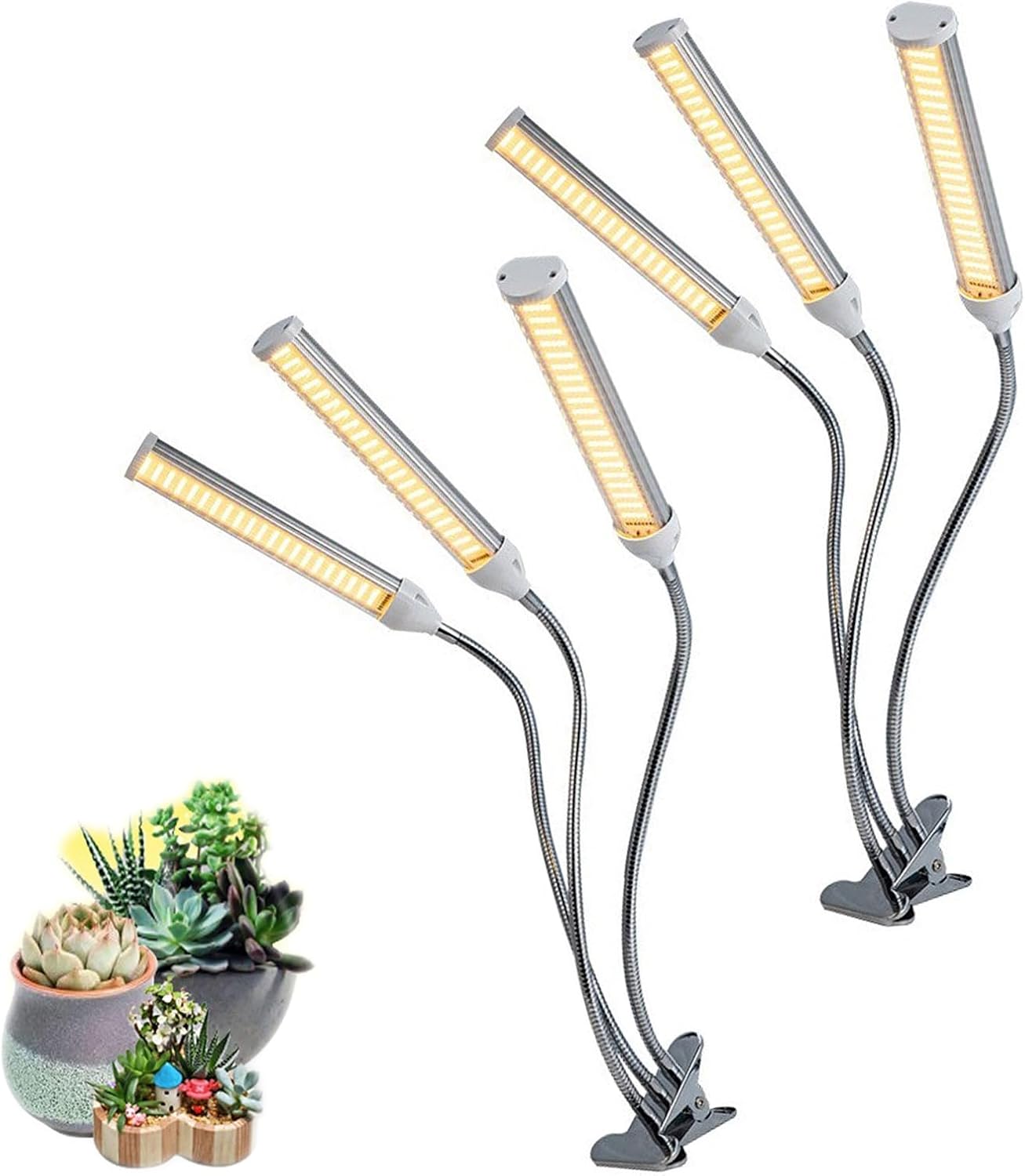 Plant Growing Light, LED Plant Growing Light, Clip-on Plant Growing Light, Set of 2, 3 Lights, 360  Adjustable, 105 LED, 9 Levels of Dimming, 3H, 9H, 12H, Scheduled Function, Plant Growing LED Light, Eliminates Lack of Sunlight, Clip-Type, Succulent Plants, Indoor Cultivation, Indoor Cultivation, Hydroponics, Indoor Cultivation Lamp