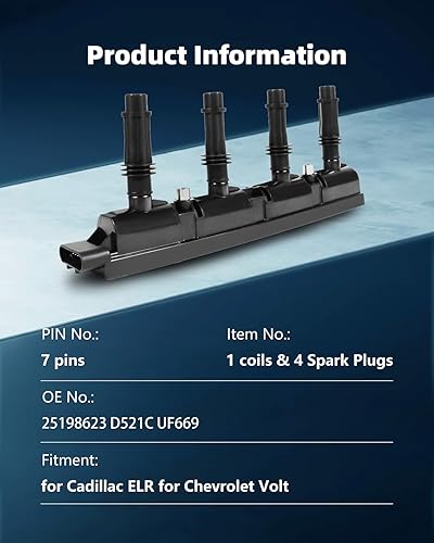 Miniatura 3 de ECCPP Bobinas de encendido UF669 1 con 4 bujías de iridio para Chevrolet 2011-2015 Cruze 1.4L, 2016 Cruze Limited 1.4L, 2012-2020 Sonic 1.4L,
