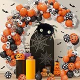 119Pcs Halloween Balloons Garland Kit, Black Orange Confetti Balloons with Big Spider Balloon Eyebal