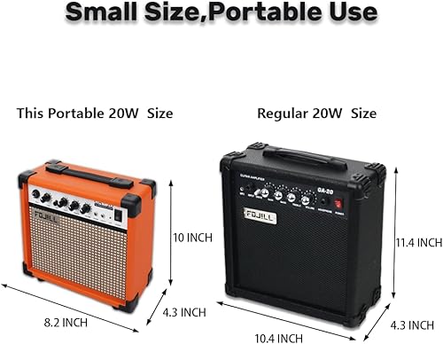 Miniatura 4 de Fojill Amplificador de guitarra eléctrica de 20 W, amplificador de práctica pequeño portátil de viaje con conector de auriculares de 3.5 pulgadas,