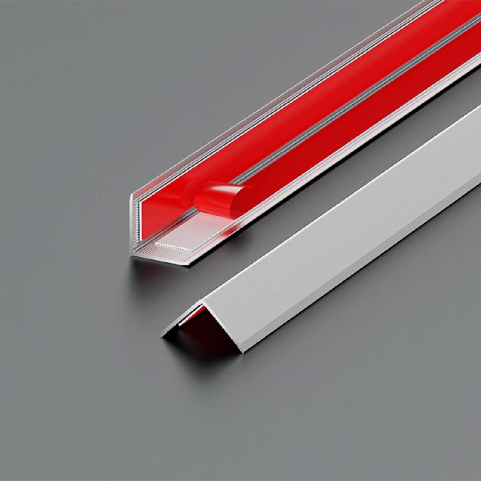 Protector de esquina autoadhesivo oculto imperfecto de aluminio en L, tira de seguridad de aleación plateada (115 cm) para el hogar y los niños seguro