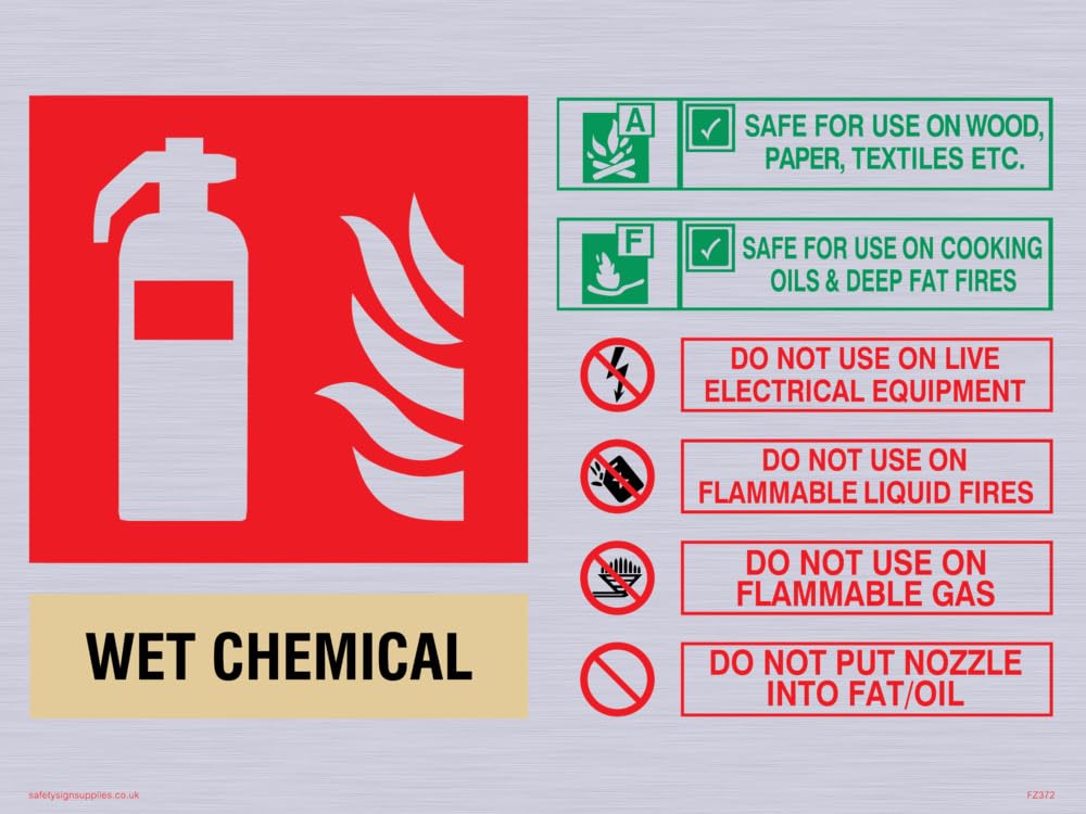 This extinguisher contains Wet Chemical instructions for use Sign Sign - 200x150mm - A5L