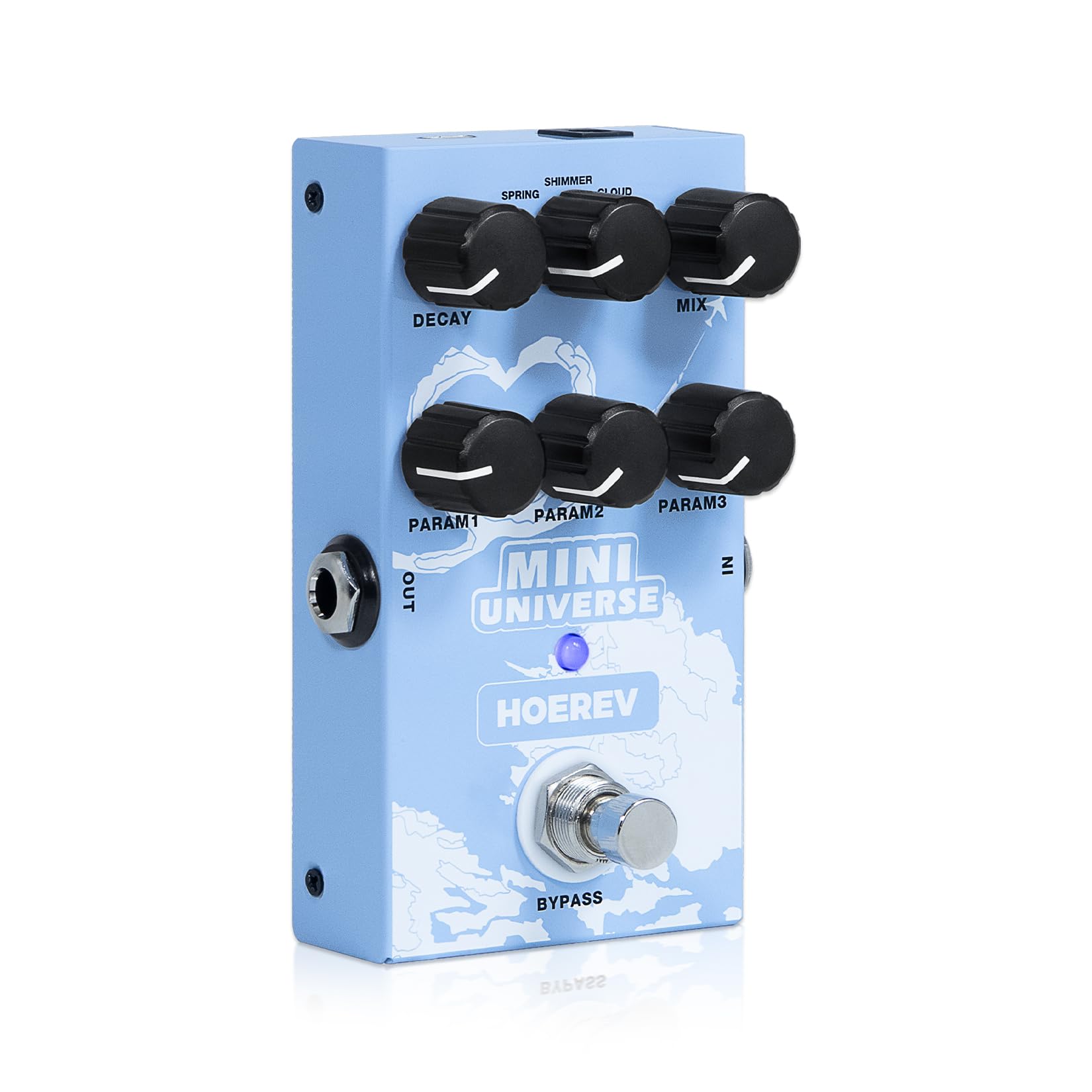 Hoerev Mini Universe Reverb Gitarren Effektpedal, 9 Reverb Effekte, Room/Hall/Plate/Spring/Shimmer/Cloud/Bloom/Swell/Lofi, True Bypass