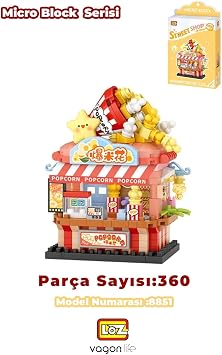 Loz Micro Block Serisi Popcorn Dükkanı 360 Parça Dekoratif Oyuncak Yapım Seti Yapı Blok FFLZ-8851