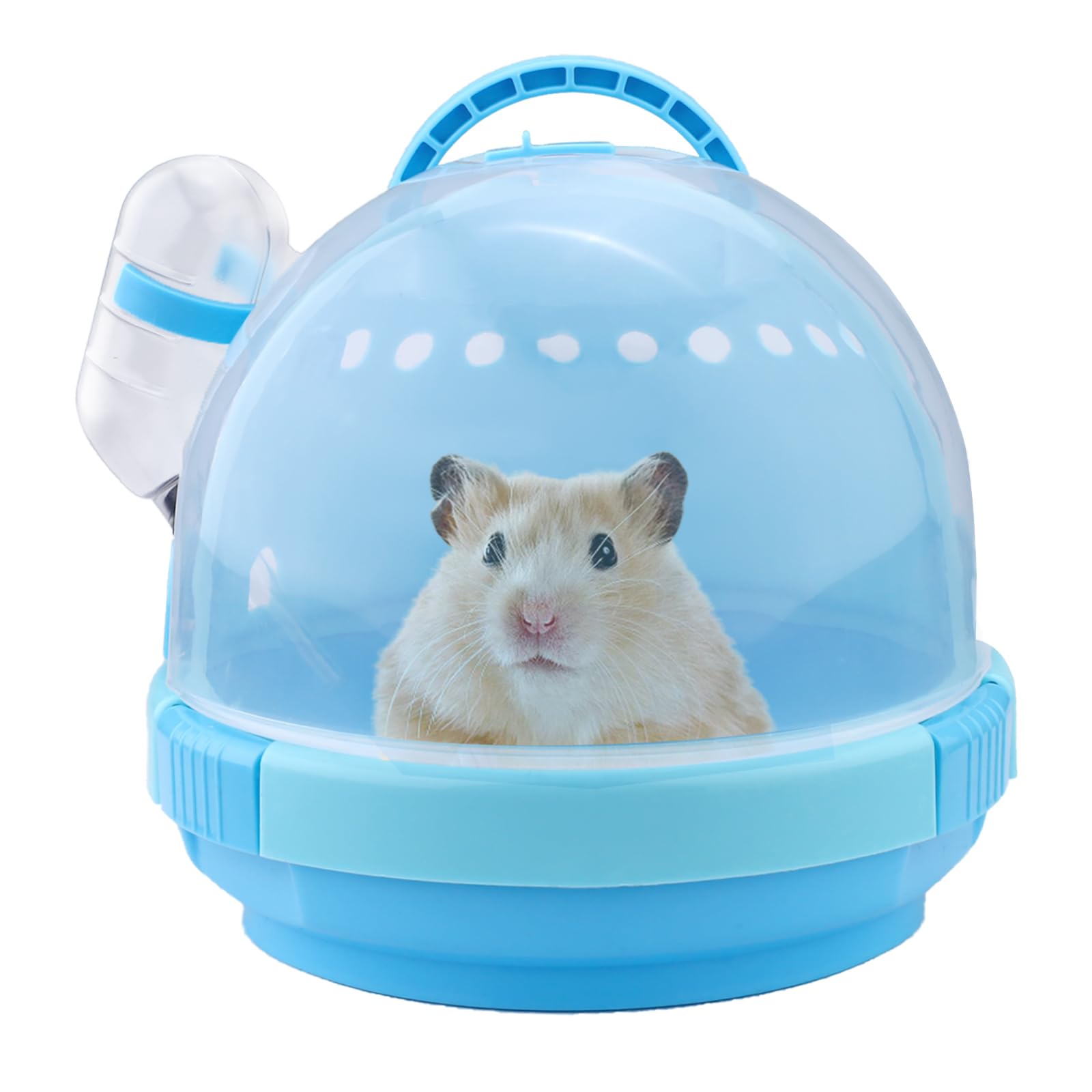 Transportador portátil rosa para hámster con botella de agua y asa, jaula de viaje transpirable para conejillos de indias, funda de transporte para animales pequeños para jerbos, ratones, erizos,