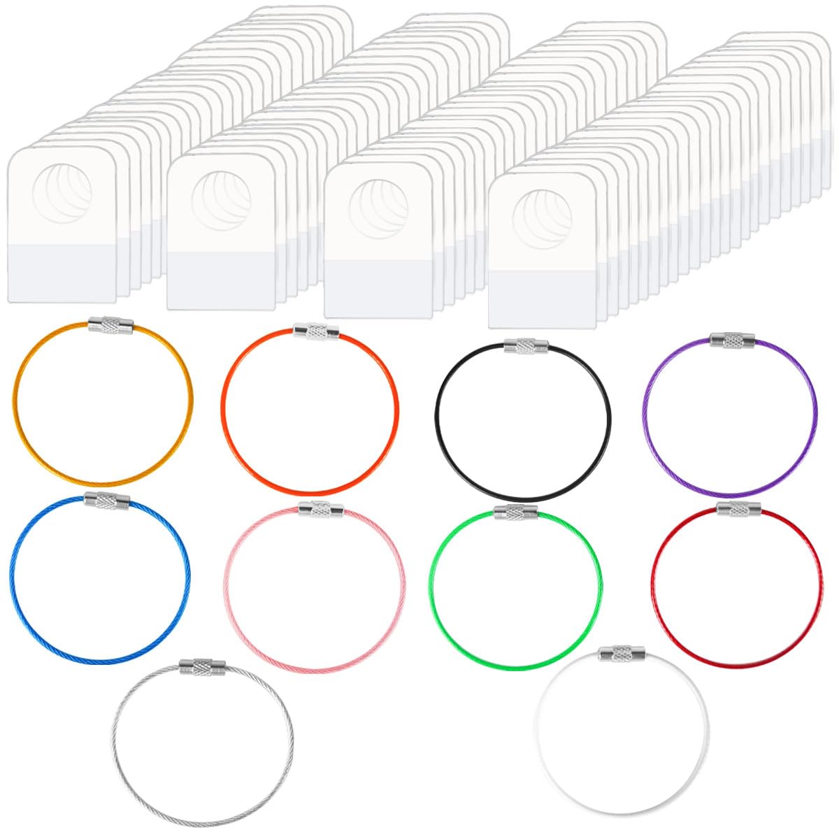 260 Pieces Card Holder for Yoto Cards Rings and Tabs Self Adhesive Labels and 10 Pieces Stainless Steel Key Ring Loop Travel Carrier Organizer Storage