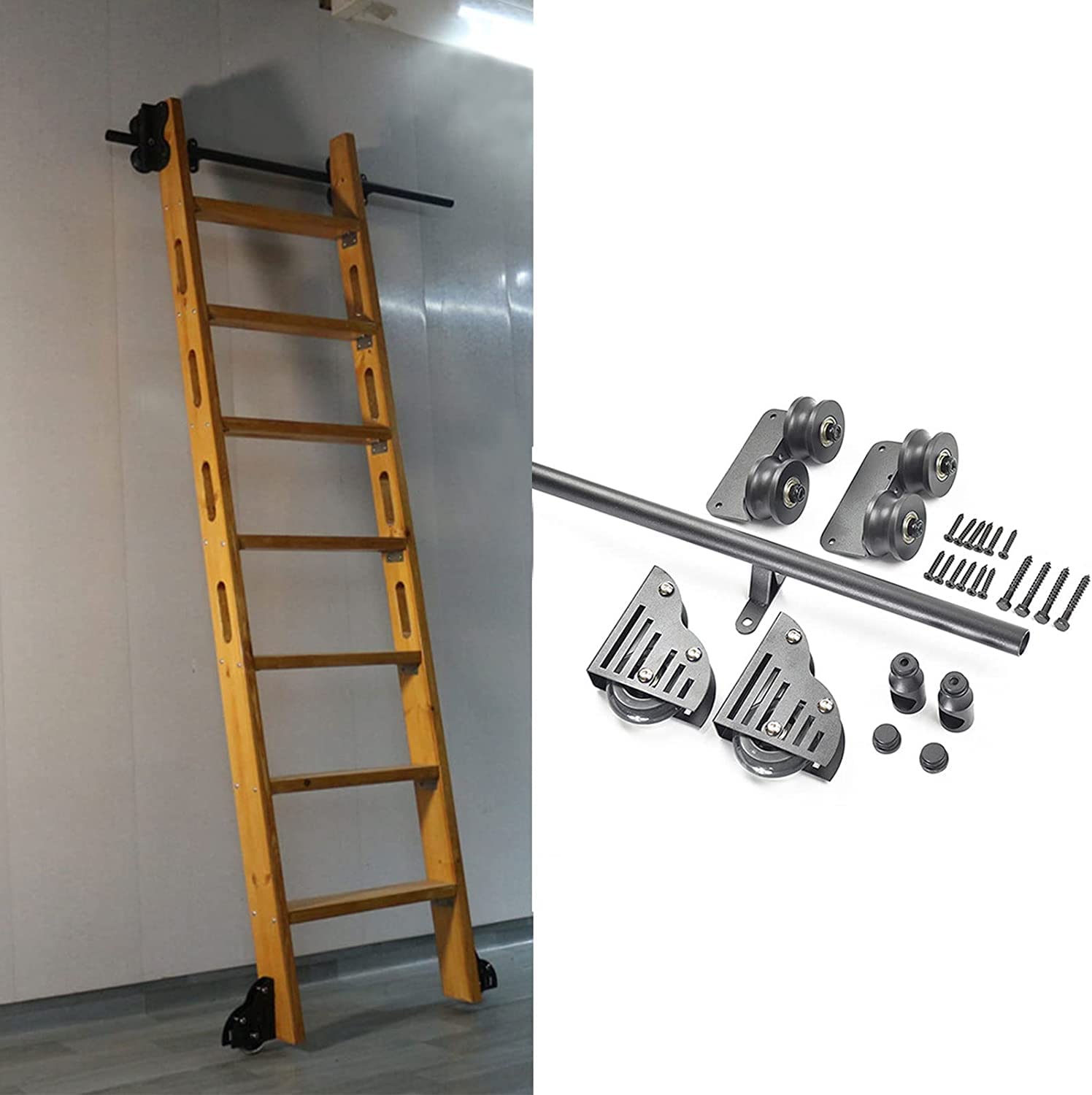 Gain de place kit quincaillerie pour porte de grange coulissante et rail echelle