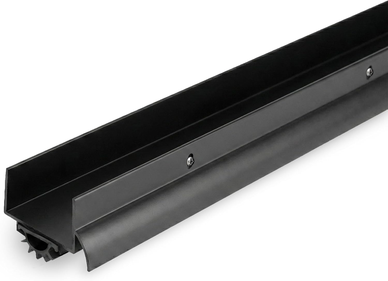 BARZEN Aluminum U Shaped Door Bottom Sweep with Drip Cap - Under Door Seal for Exterior Doors - Screw On Weather Stripping Door Seal - Weatherstrip Bottom of Door - Black, 36 Inches