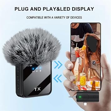 Kablosuz Yaka Mikrofonu iPhone Android ve Laptop, Tablet, PC, Video Kayıt, Vlog, Röportajlar, Canlı Akış, Podcast, TikTok, YouTube 2 Paketi için Gürültü Azaltma Mikrofon