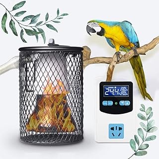 VULID Ombra di Sicurezza del Rettile della Lampada di Calore con Anti-scottature Griglia Digitale Termostato Termico E Anti-morso Tubo di Ferro per Animali Domestici Coop Riscaldatore Kit 100W