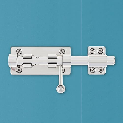 Miniatura 5 de Pestillo de puerta de perno deslizante, cerrojo de acero inoxidable 304 de 6.3 pulgadas con orificio de candado de 0.394 pulgadas, cerrojo de 0.55