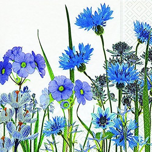 20 Napkins Blue Flower Meadow / Flowers / Cornflowers / Garden 33 x 33