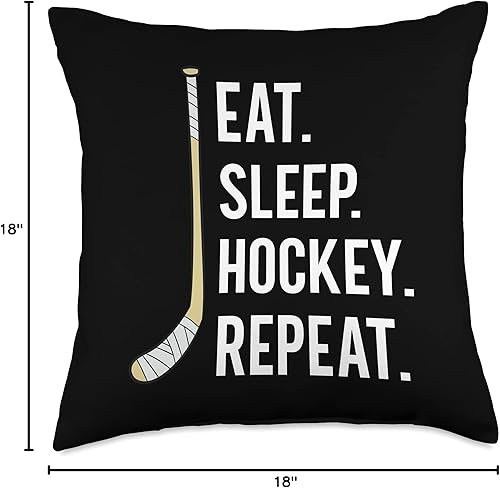 Miniatura 4 de Funny Hockey Lover Gifts Eat Sleep Repeat - Almohada divertida de hockey sobre hielo, 18.0 x 18.0in, multicolor