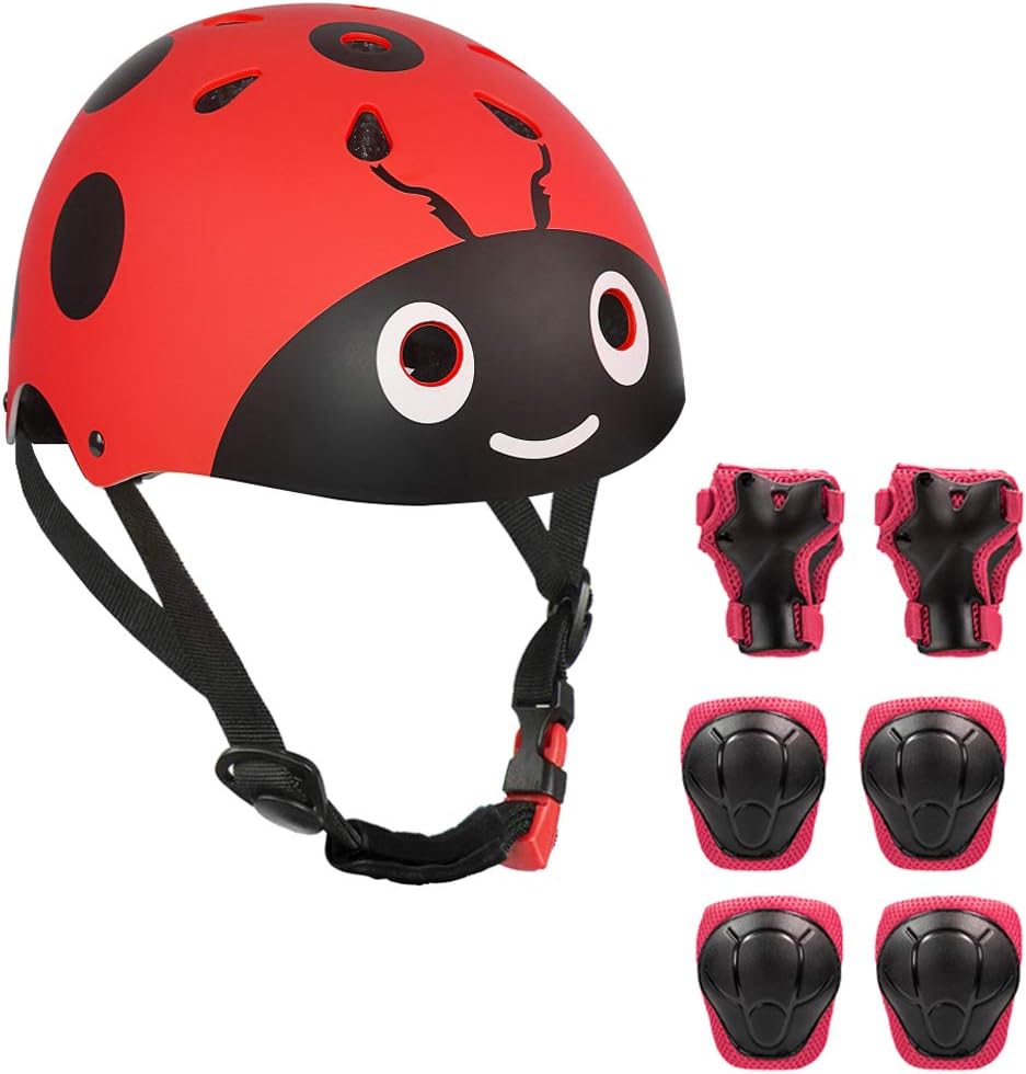 LANOVAGEAR Kids Bike Helmet Knee Elbow Wrist Pads, Ages 2-8 Toddler Helmet with Protective Gear Set 7PCS, for Bicycle Cycling Skateboard Scooter Inline Skating : Sports & Outdoors