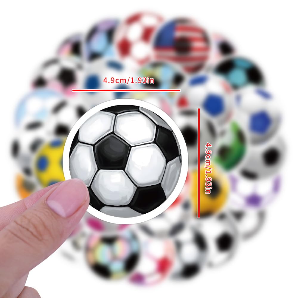 Soccer Stickers for Laptop (50 PCS),Gift for Children Teens Adults Girl Boys,Waterproof Stickers for Water Bottle,Football Vinyl Stickers for Scrapbook,Skateboard,Bike,Phone,Dairy - Image 2