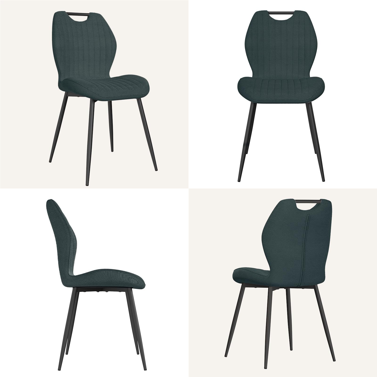JIJIAN Pack de 6 Sillas de Comedor, Sillas de Cocina, Silla Tapizada, Silla de Salón, Respaldo de Tela y Patas de Metal, Ideal para Comedores, Cocinas y Salones, Gris Oscuro