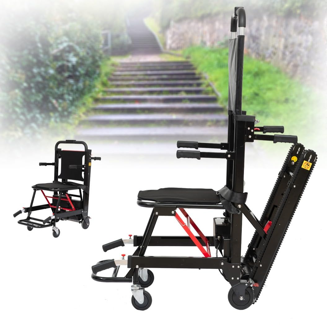 HZWJD Silla elevadora de escaleras para ancianos, sillas de ruedas eléctricas para subir escaleras, elevador de escalera portátil, scooter de movilidad plegable, silla de ruedas para subir