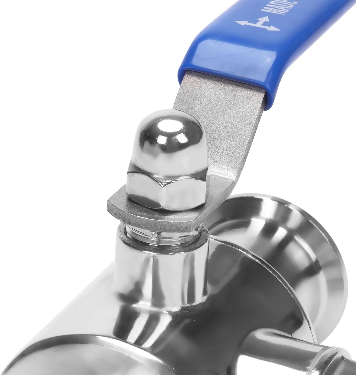 DERNORD 1.5" Tri Clamp Sanitary Ball Valve, 3-Way Ball Valve T-Port Stainless Steel 304, PTFE Lined (1-1/2 inch Tube OD)